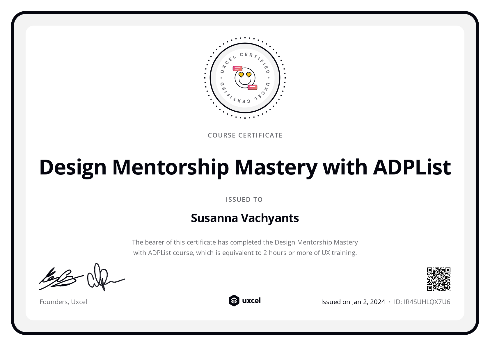 Web's certificate
